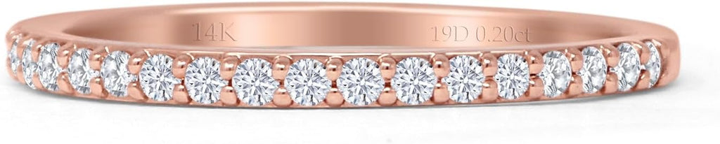 14K Rose Gold Half Eternity Band 0.12ct Natural Diamond Aquamarine K72915