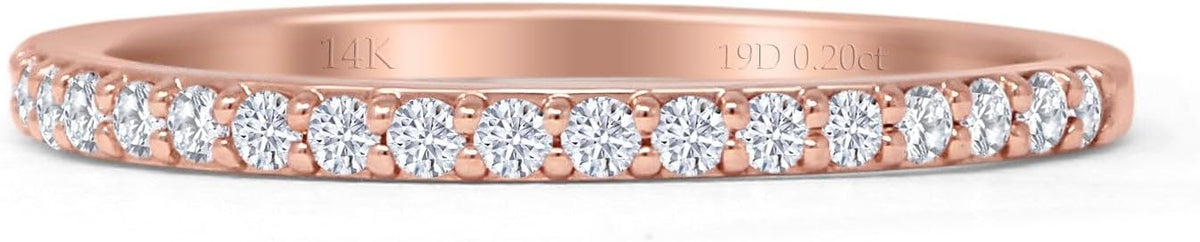 14K Rose Gold Half Eternity Band 0.12ct Natural Diamond Aquamarine K72915