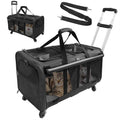 Double-Compartment Pet Rolling Carrier with Wheels R217334