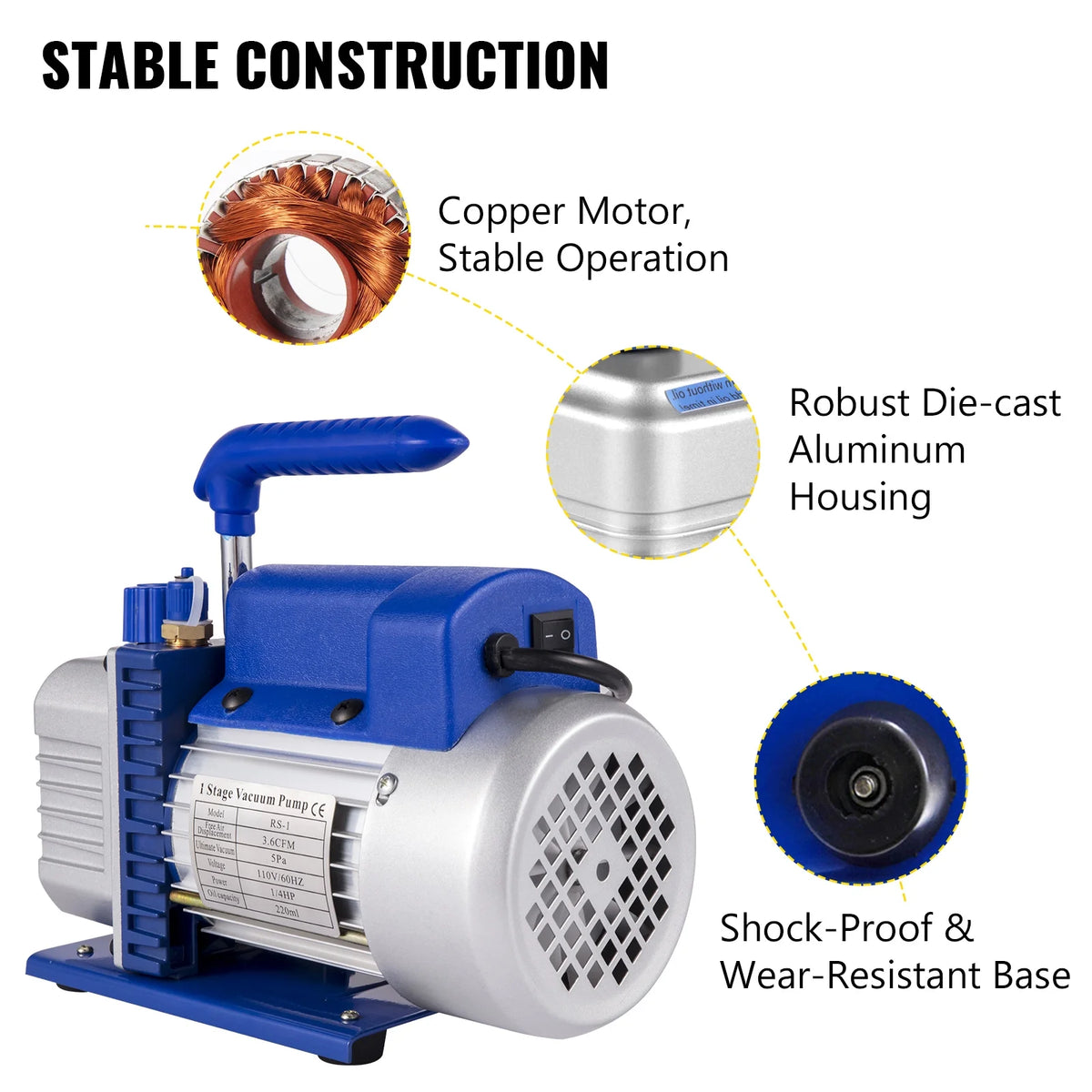 3.6CFM Dual Stages Vacuum Pump with Manifold Gauge Set B4544