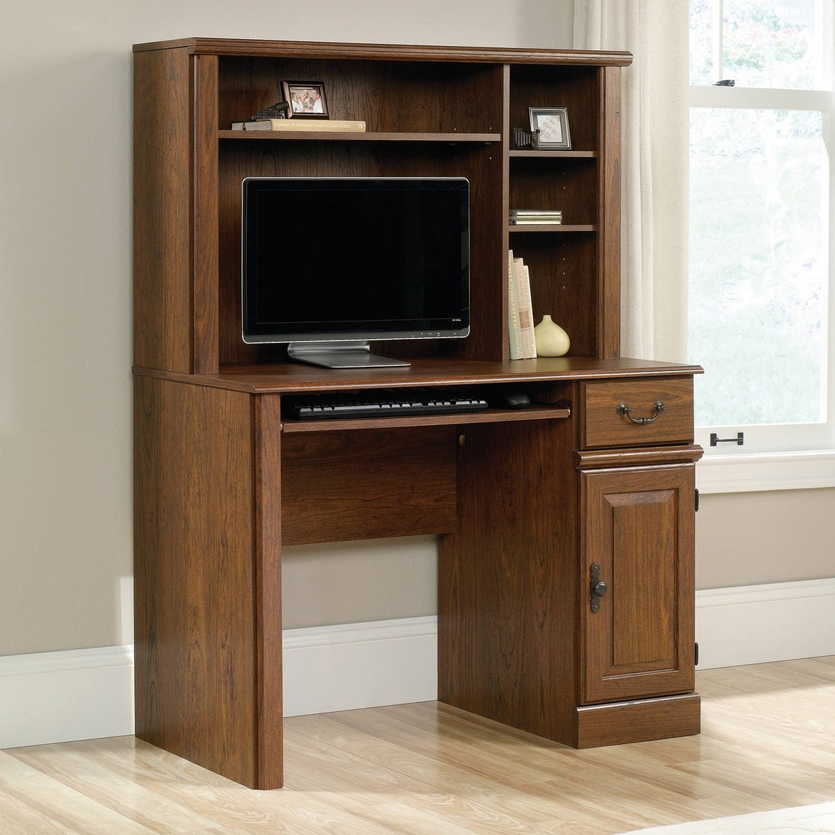 Milled Cherry Computer Desk with Hutch P268