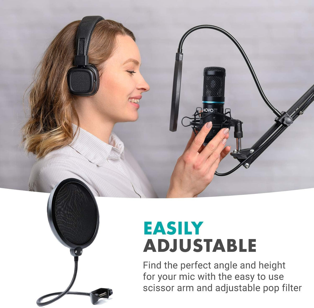 4-Pack XLR Condenser Microphone Bundle with Cardioid Mics, Desk Mount Stands, Shock Mounts, Pop Filters, and Audio Cables W82003