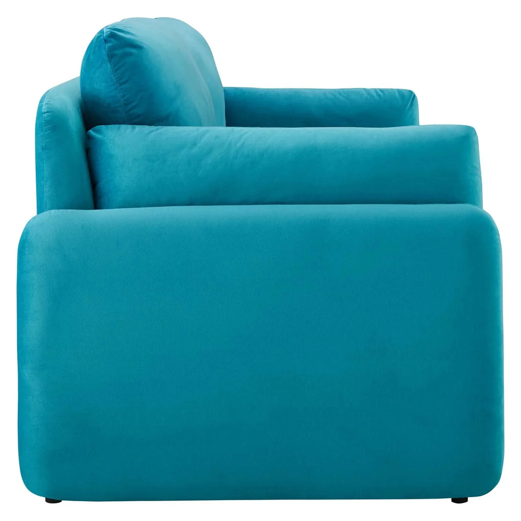 Blue Performance Velvet Sofa Y1141