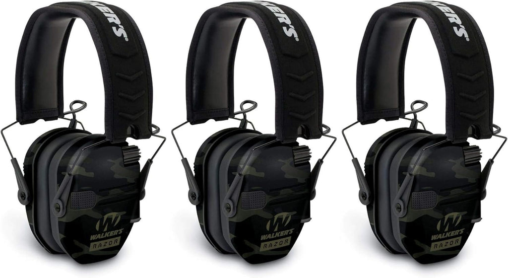 Razor Slim Electronic Shooting Muffs 3-Pack, Camo Black W406