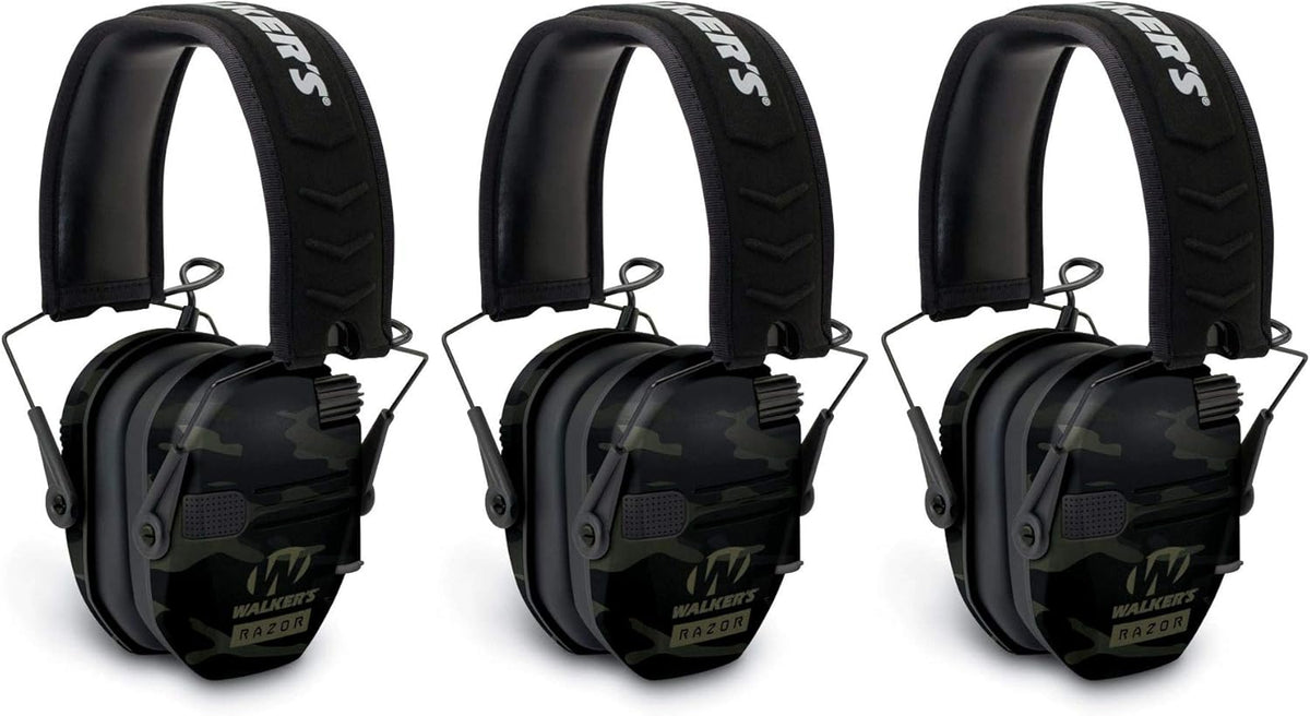 Razor Slim Electronic Shooting Muffs 3-Pack, Camo Black W406