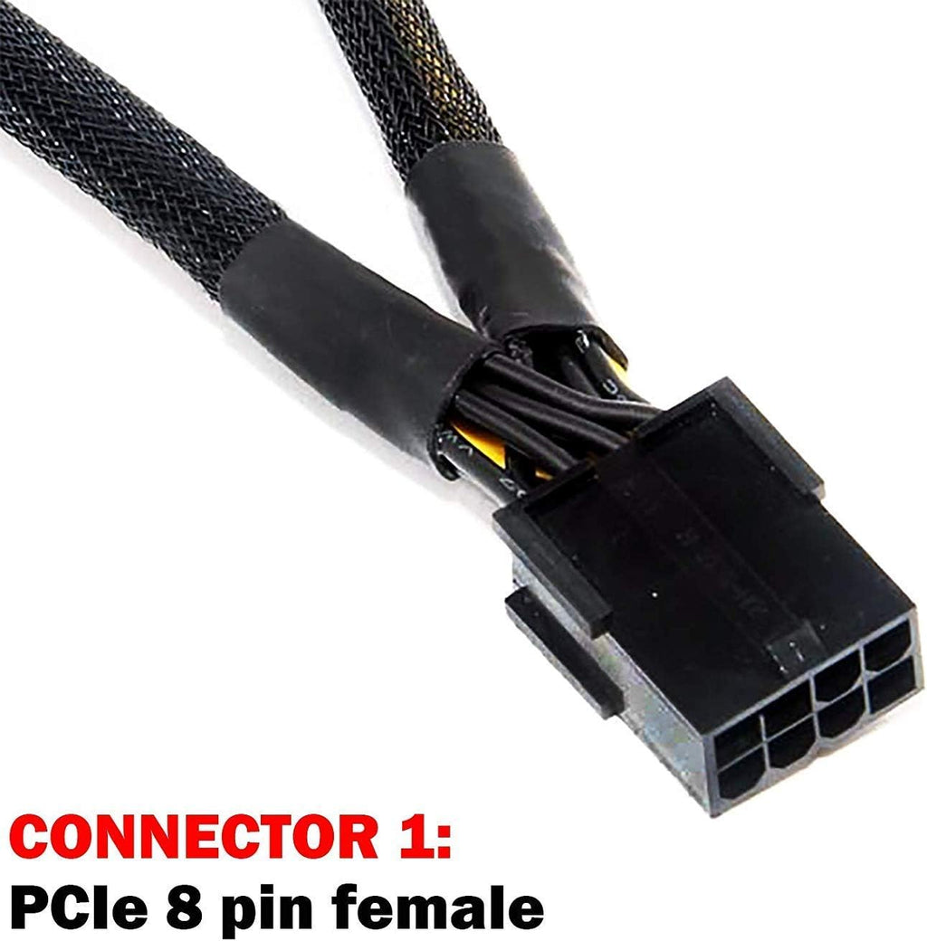 16 AWG PCI-e 8 Pin Female to Dual 8(6+2) Pin Male Sleeved Splitter Power Extension Cable 20 inches (4 Pack) J573