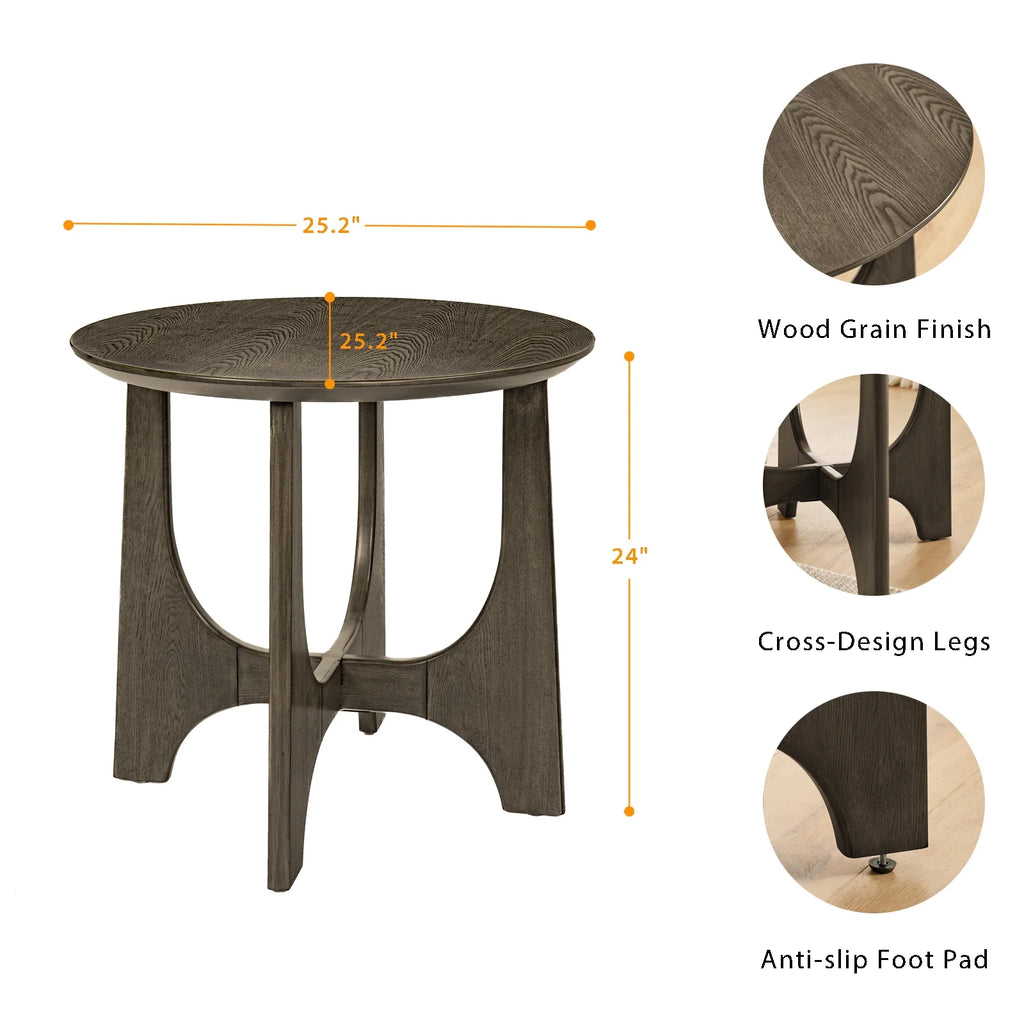 Round Wooden Side Table F5271