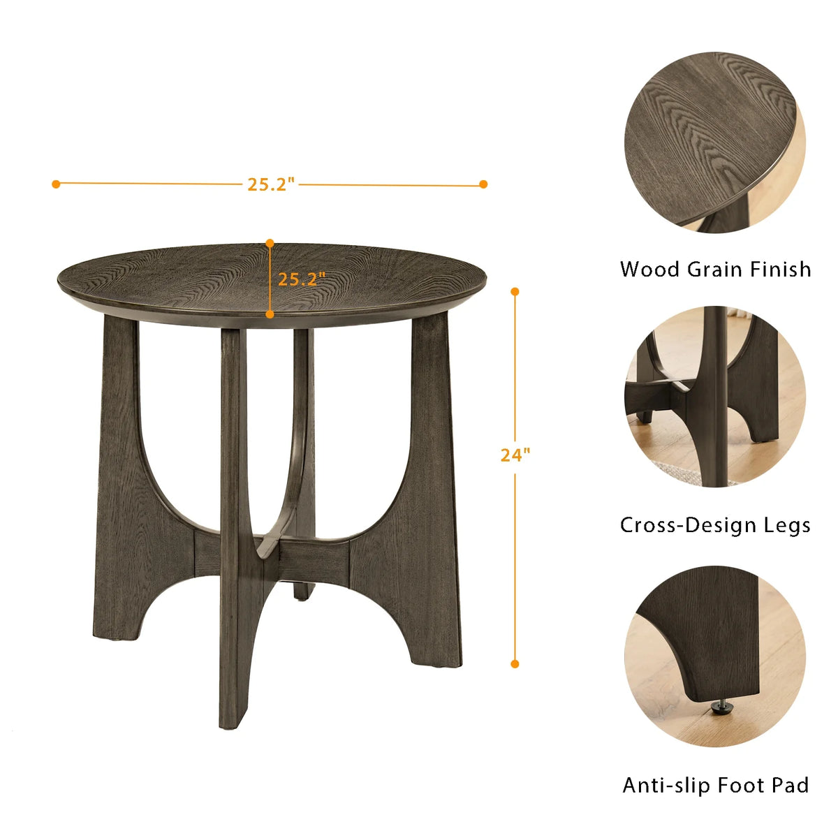 Round Wooden Side Table F5271