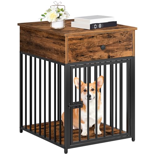 Wooden Dog Crate Furniture with Drawer F214