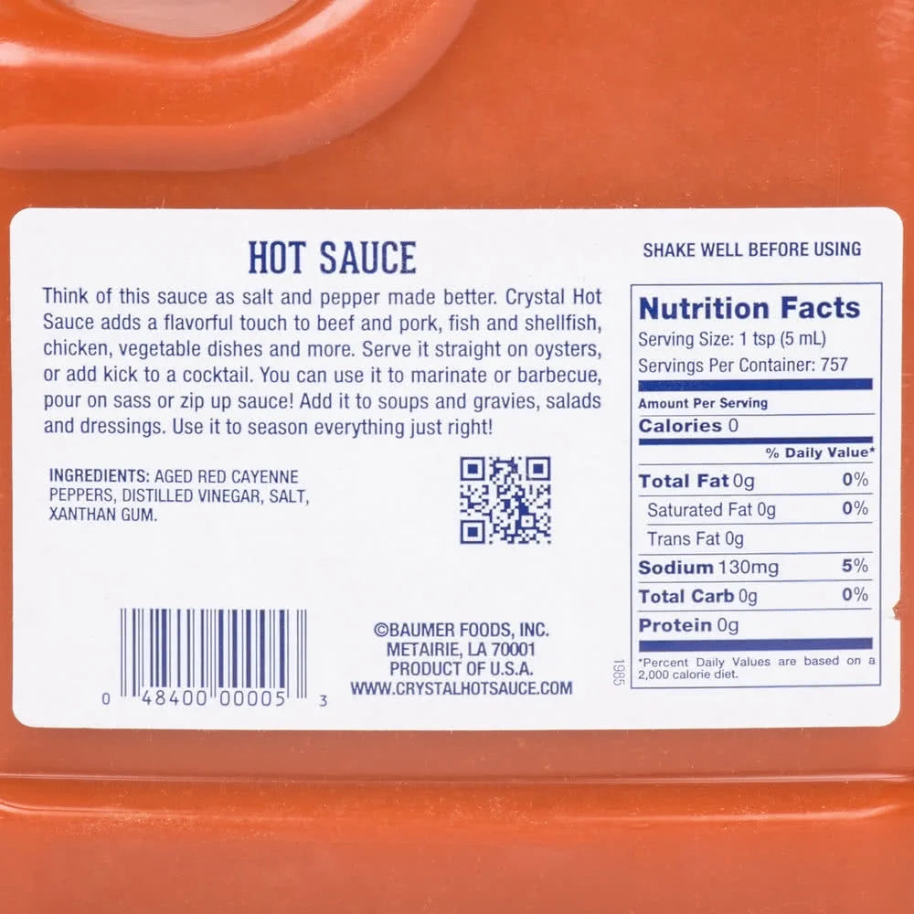 Crystal Hot Sauce 1 Gallon Plastic Bottles Q1362
