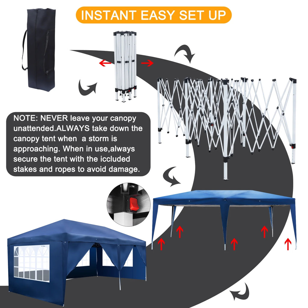 10'x20' Pop Up Canopy Tent with Carry Bag E991