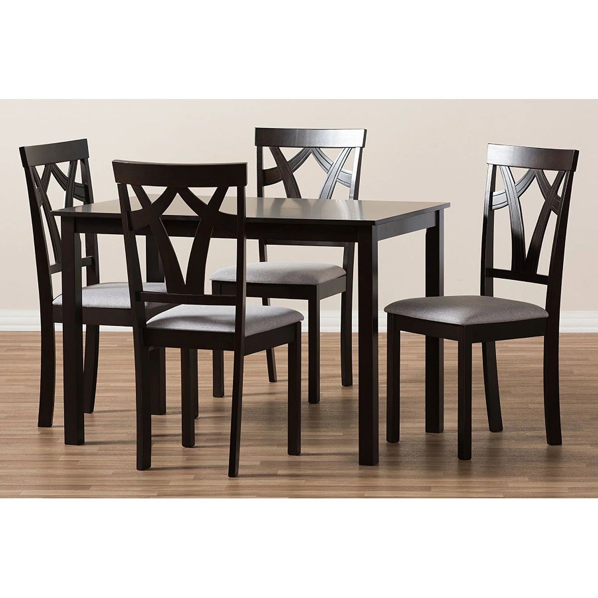 Grey Fabric Upholstered 5-Piece Dining Set Q422