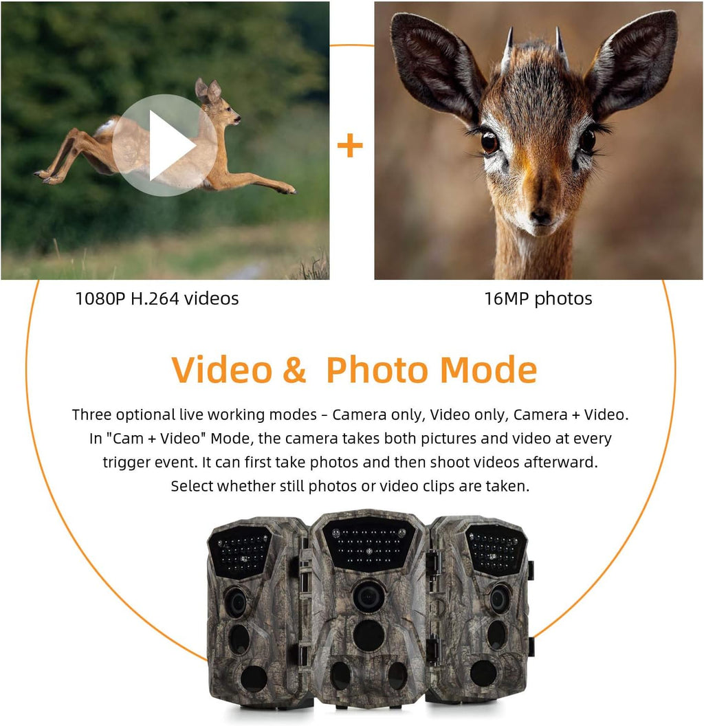 2 Pack 18MP 1080P Game Hunting Scouting Camera with 3 Infrared Sensors Motion Activated Night Vision 2.4" LCD M497
