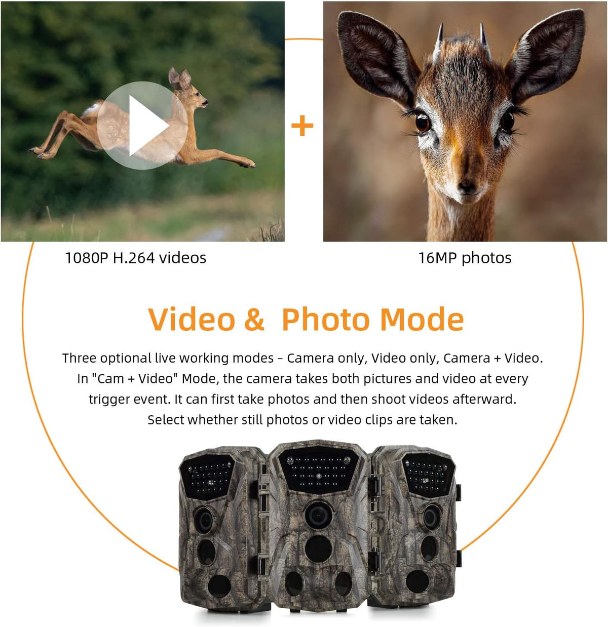 2 Pack 18MP 1080P Game Hunting Scouting Camera with 3 Infrared Sensors Motion Activated Night Vision 2.4" LCD M497