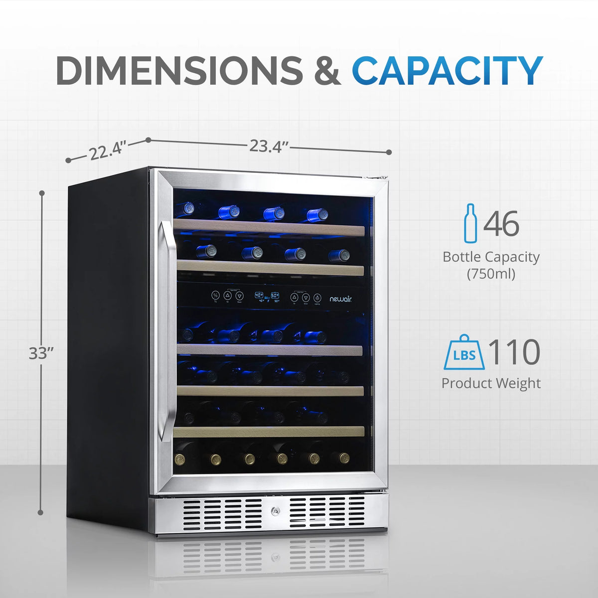 46-Bottle Dual-Zone Compressor Wine Refrigerator Q637