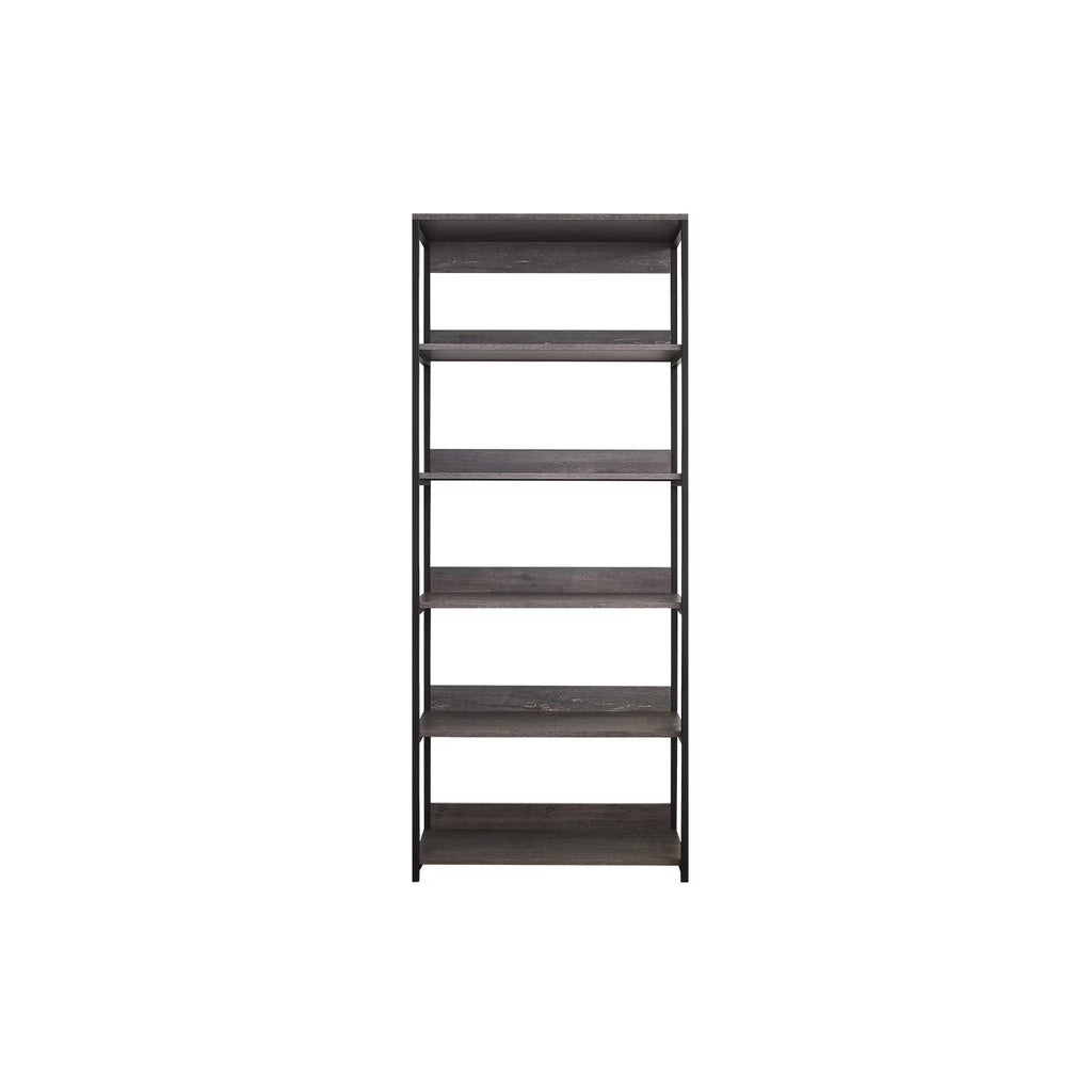 Rustic Gray Wood and Metal Walk-in Closet with 5 Shelves Y59844