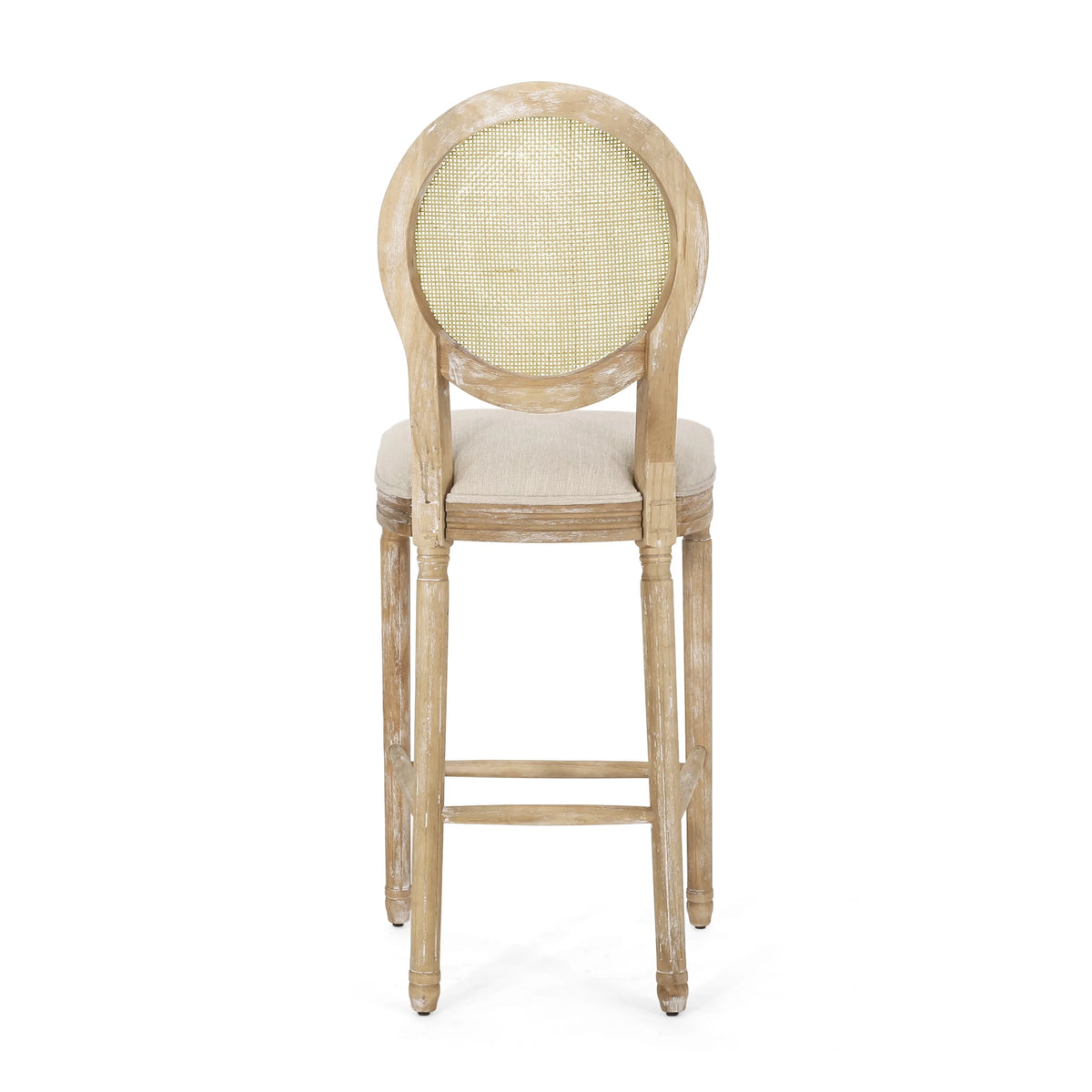 Fabric Upholstered Wood and Cane Barstools, Set of 2 F134