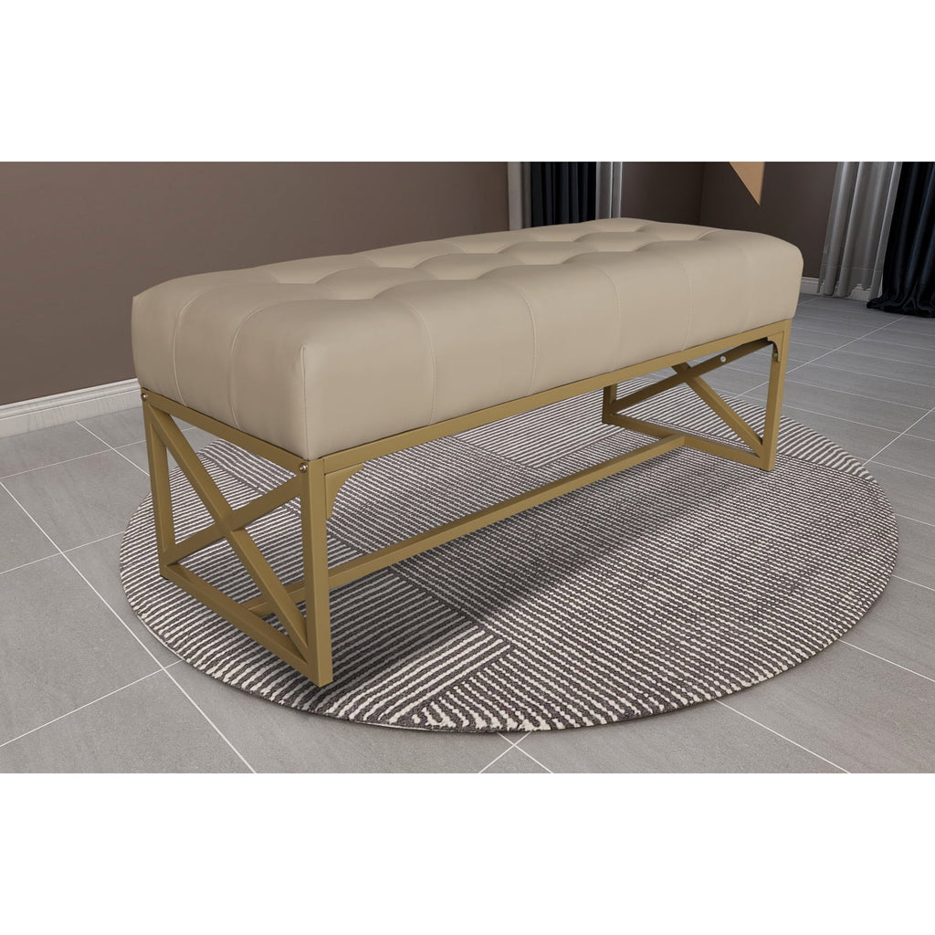 Faux Leather Bench 40.2 Inches Gold Y65026