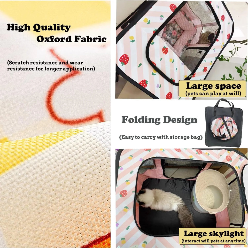 Foldable Cat Playpen with Carrying Case Y8895