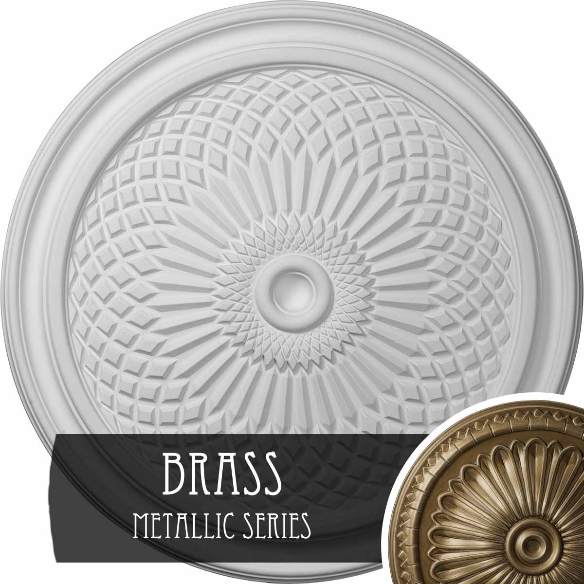 22x22OD x 1 3/4x22P Ceiling Medallion, Hand-Painted Brass U8868