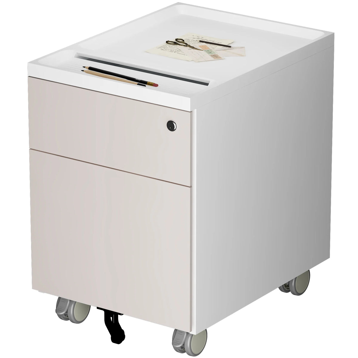 Pink 2-Drawer Metal Filing Cabinet with Wheels L665