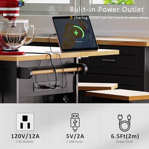 53" Kitchen Cart Island on Wheels with Power Outlet C683572