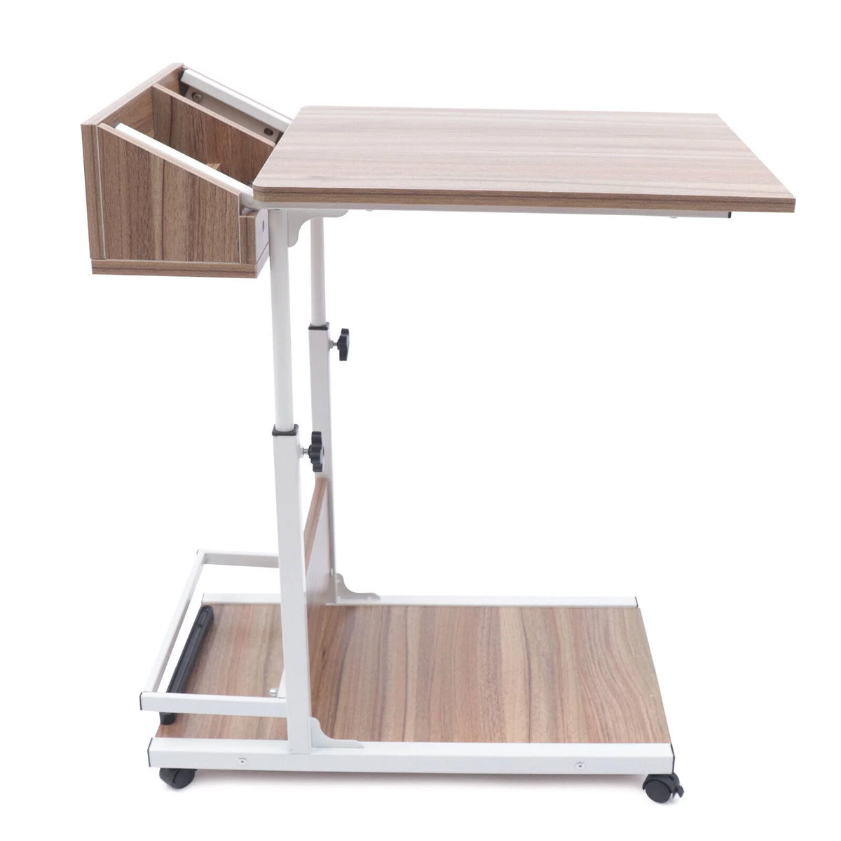 Wooden Bed Side Table with Storage and Wheels Z979947