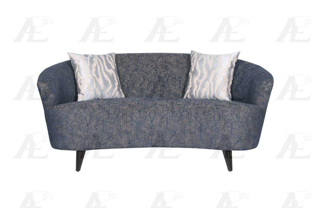 Dark Blue Linen Sofa and Loveseat Set 2 Pcs D630654
