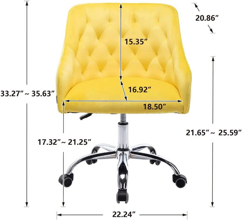 Velvet Upholstered Tufted Swivel Office Chair with Wheels Y381