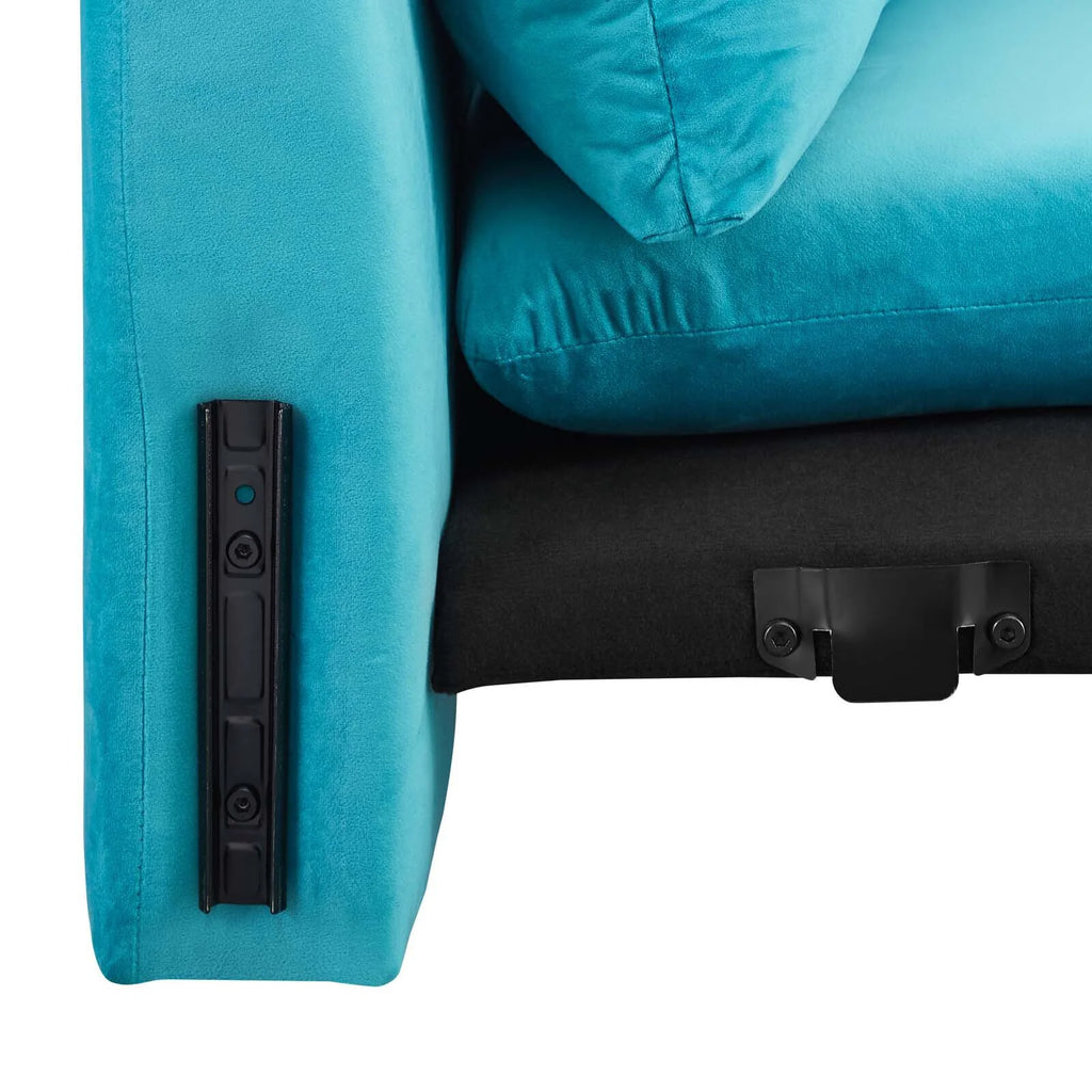 Blue Performance Velvet Sofa Y1141
