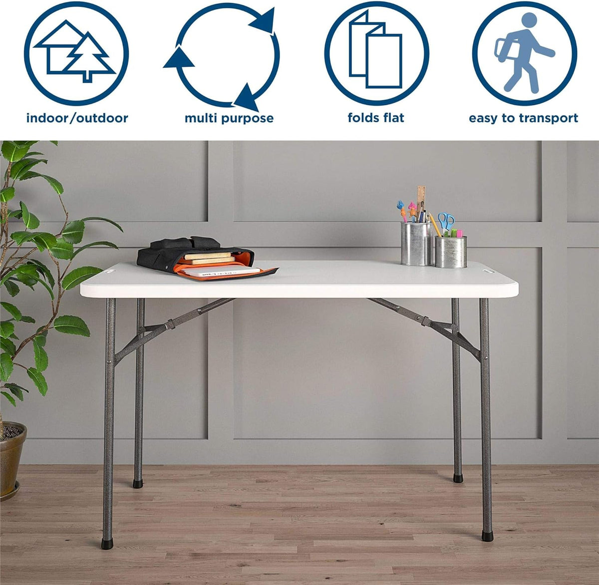 White 4 ft. Folding Utility Table Z715
