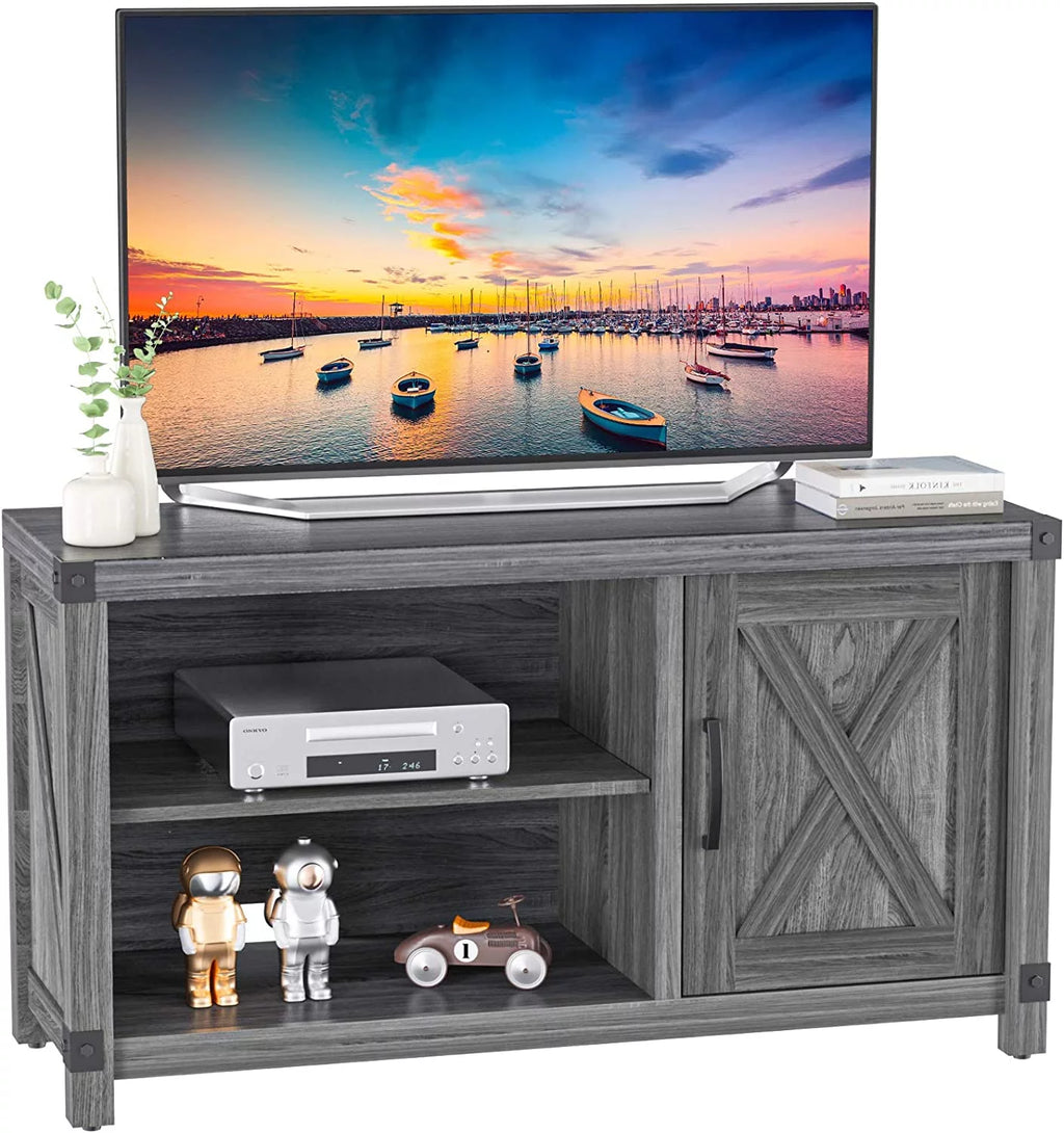 Grey Wood TV Stand with Storage C82795