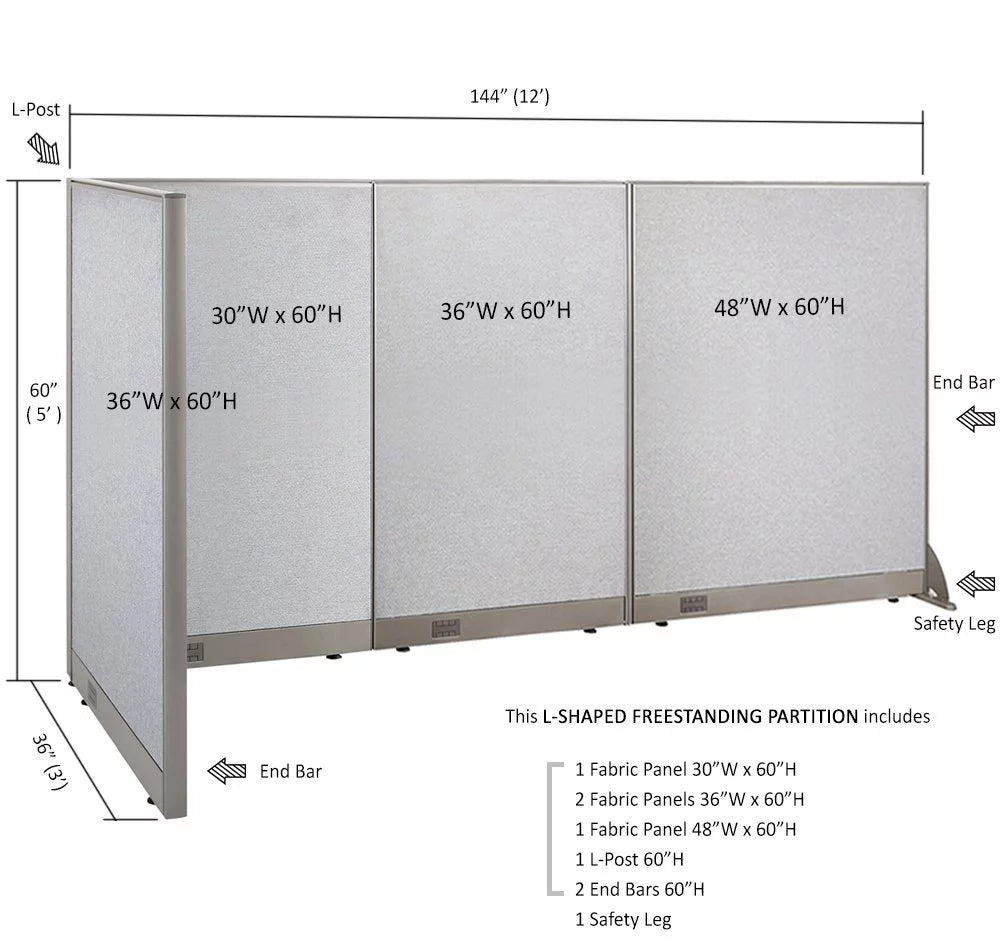 L-Shaped Freestanding Office Partition D3570