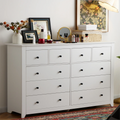 White Wood Dresser with 10 Deep Drawers D35783