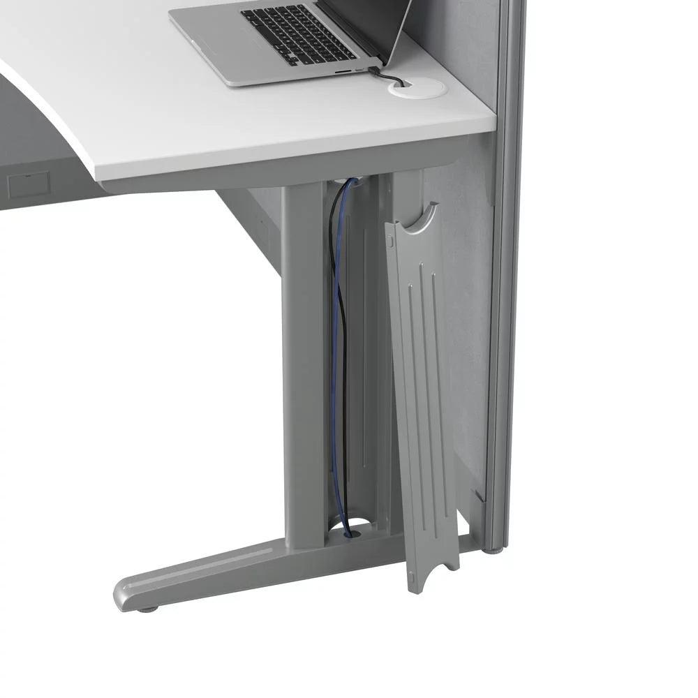 L Cubicle Desk with Storage in Pure White Engineered Wood Q787