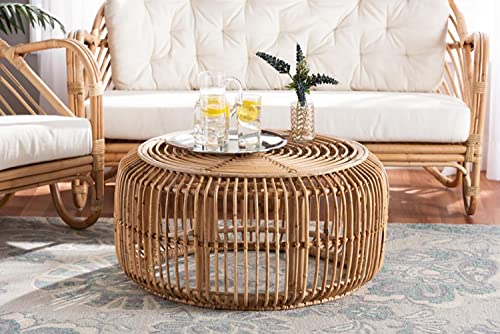 Natural Brown Antique Rattan Coffee Table D71616
