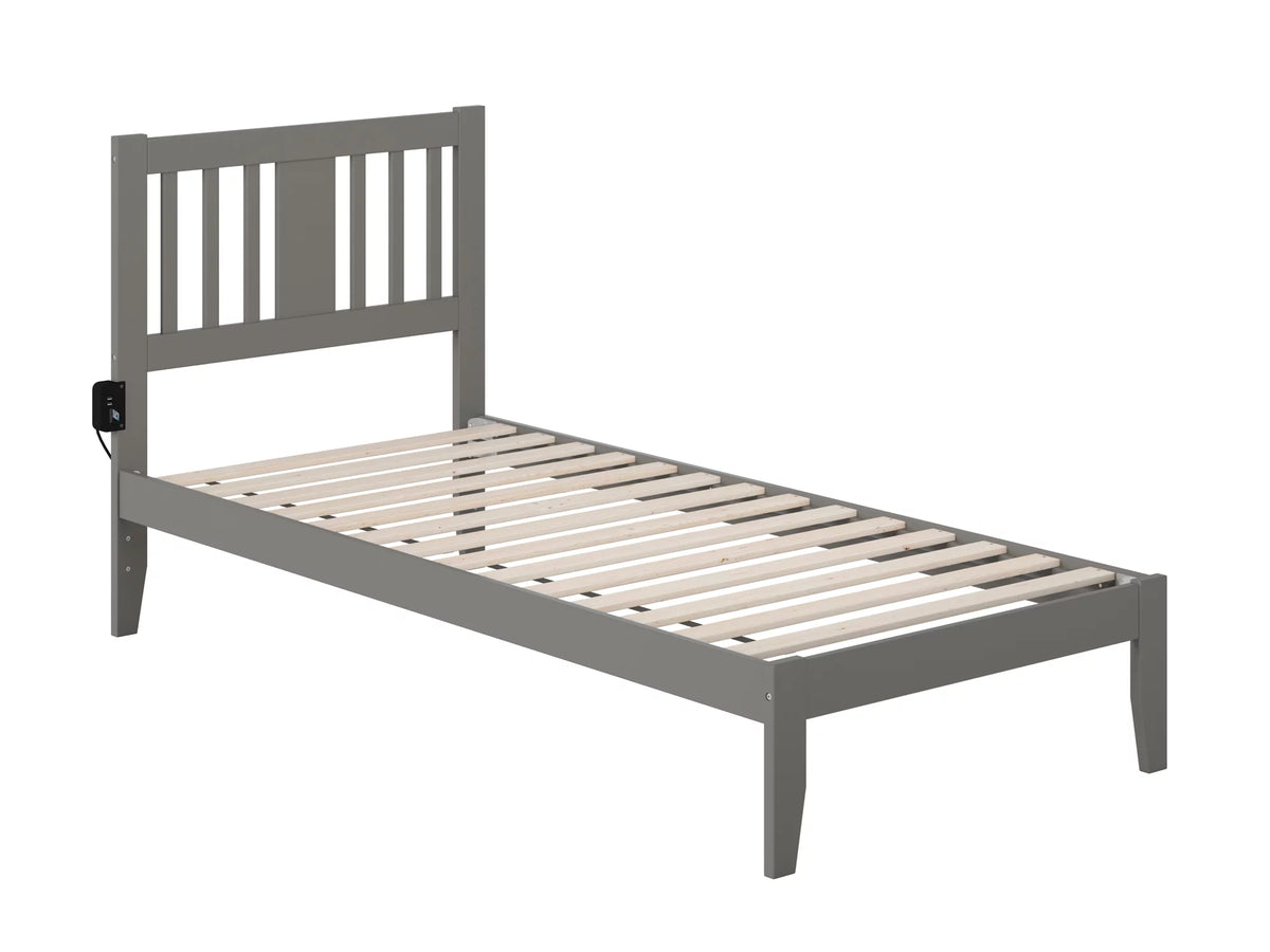 Twin Extra Long Bed with USB Charger in Grey G478882