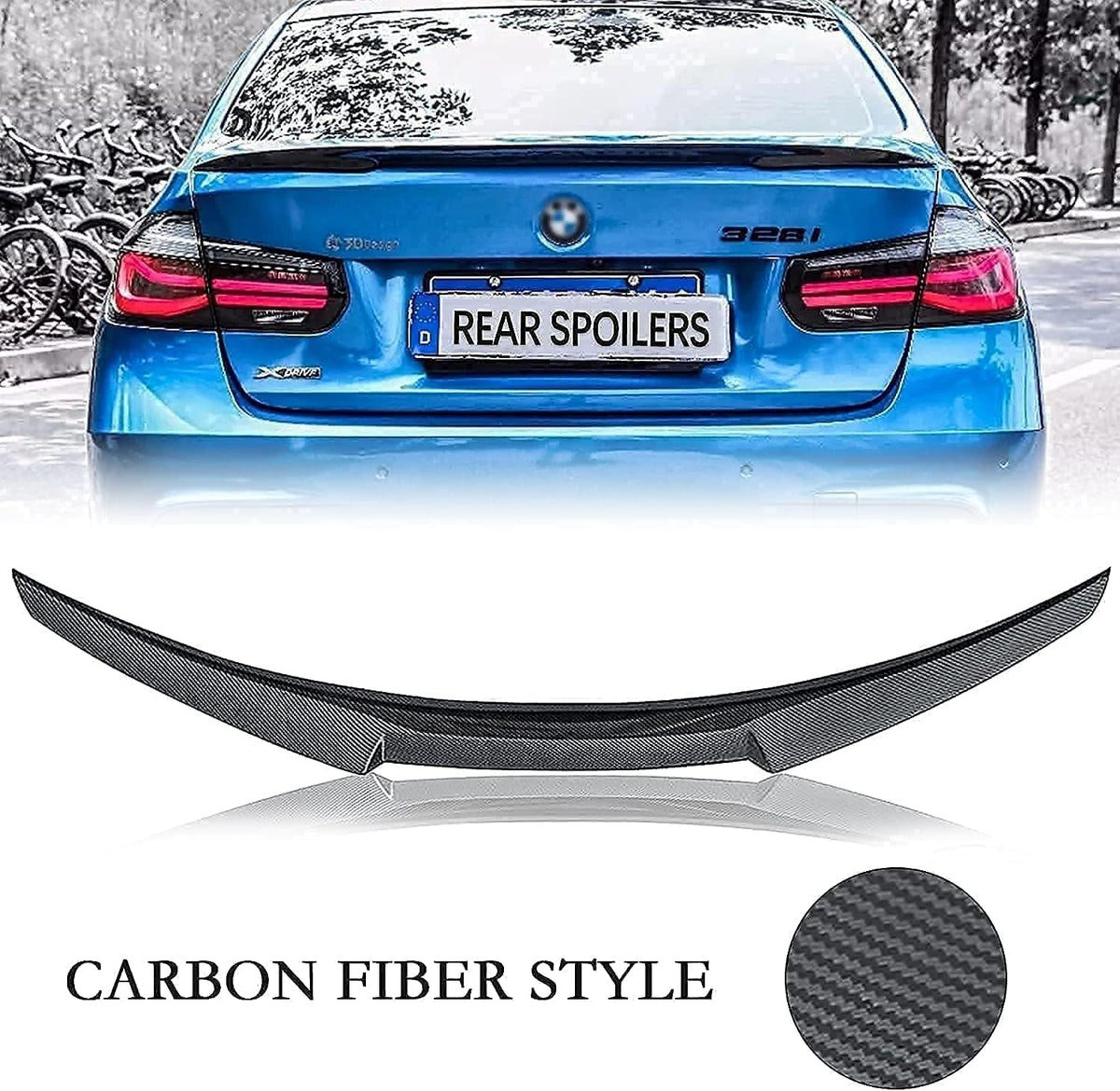 Rear Spoilers Wings Carbon Fiber Style (Black) L75613
