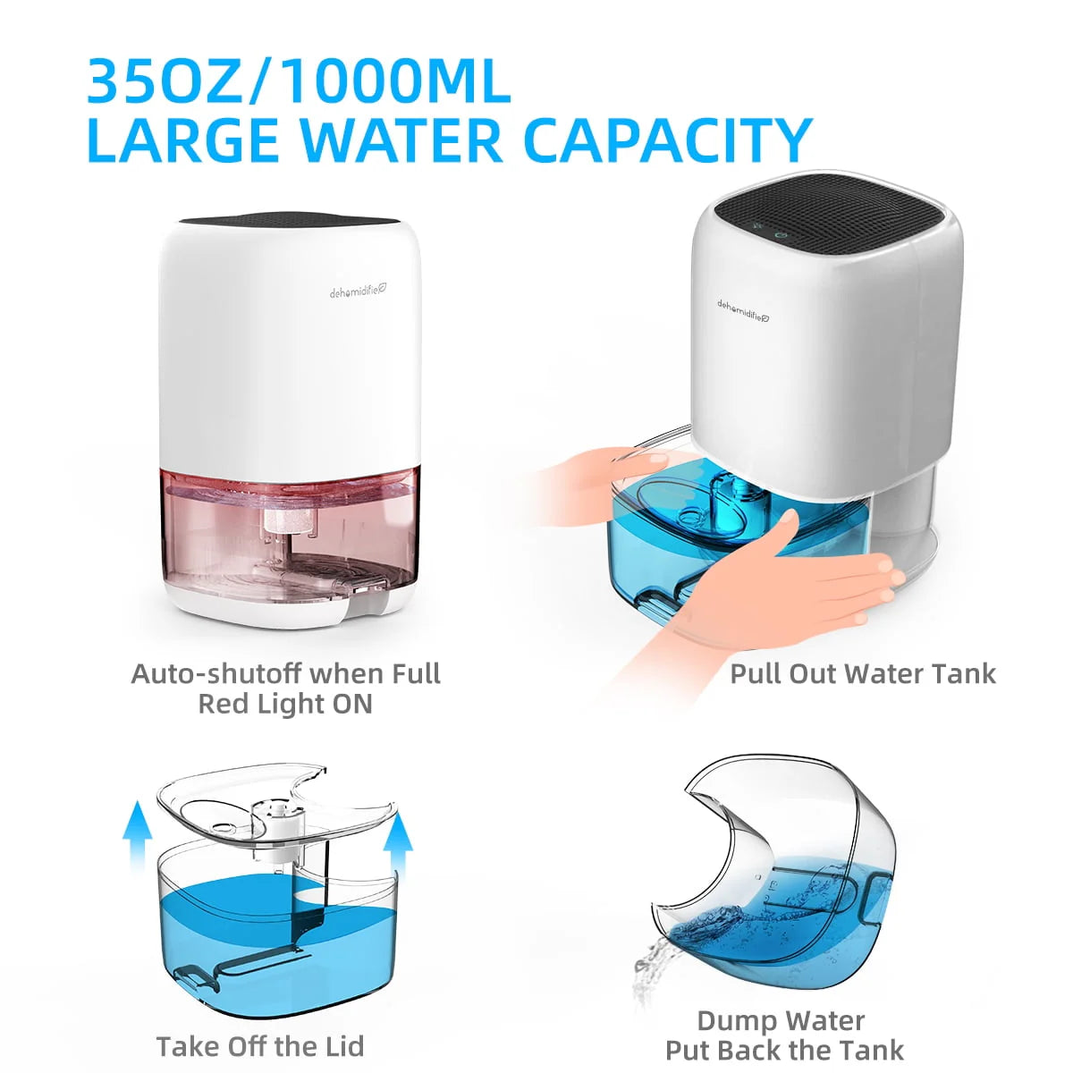 Portable Ultra Quiet Dehumidifier 1000ML T69117