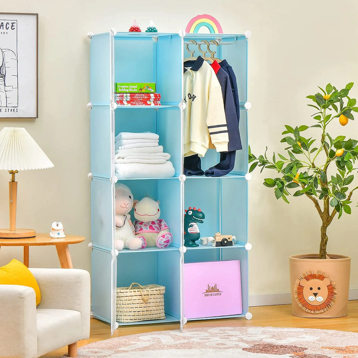 8 Cube Children Wardrobe with Doors and 2 Hanging Sections G372