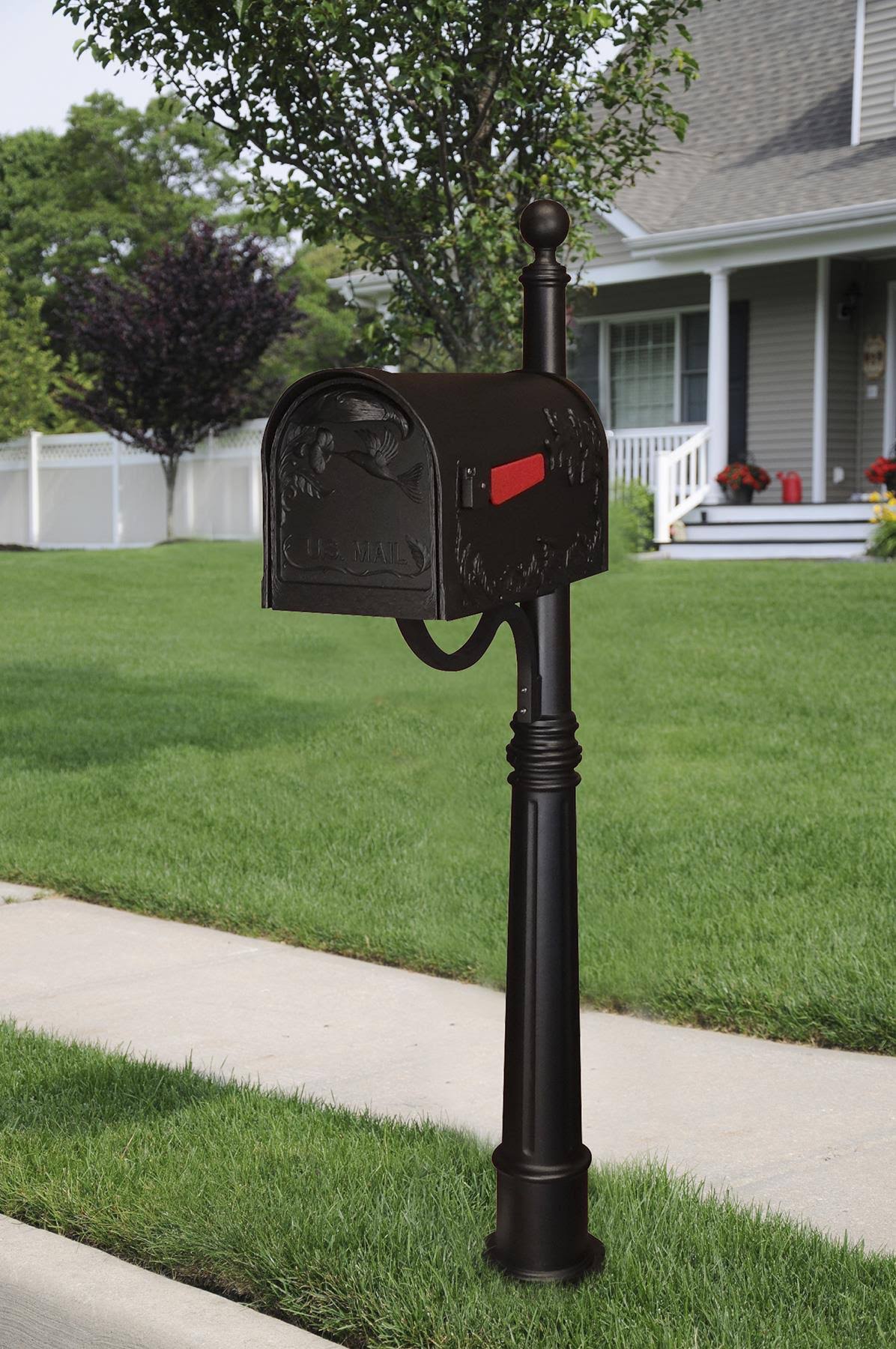 Black Curbside Mailbox with Post N953