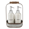 White Lotion & Soap Pump Tin Caddy Set Y99445