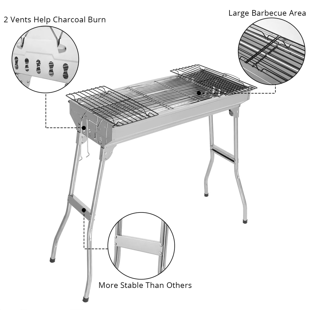 28'' Stainless Steel Charcoal BBQ Grill J939969
