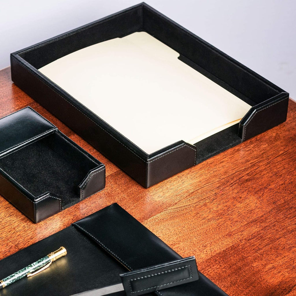 Black Bonded Leather Letter Tray K7448
