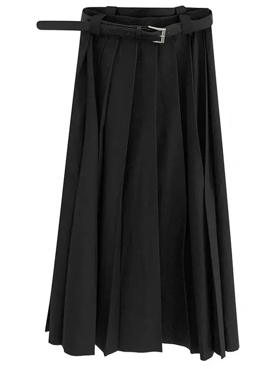 Dark Pleated Midi Skirt I7865