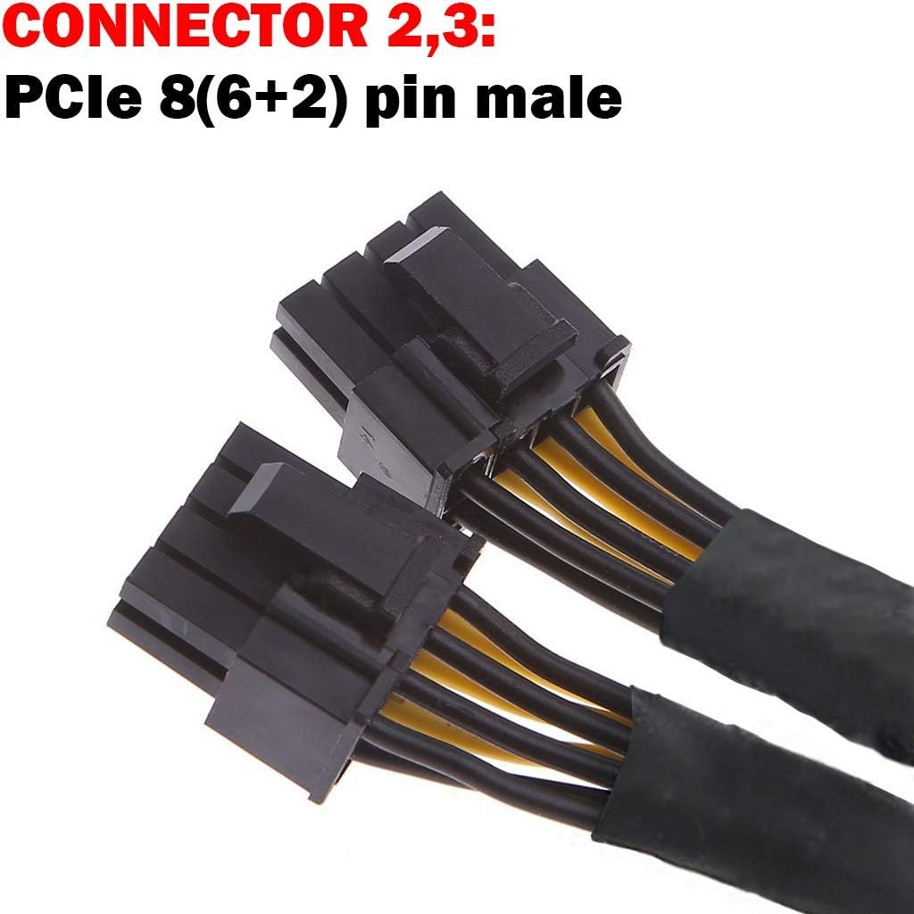 16 AWG PCI-e 8 Pin Female to Dual 8(6+2) Pin Male Sleeved Splitter Power Extension Cable 20 inches (4 Pack) J573