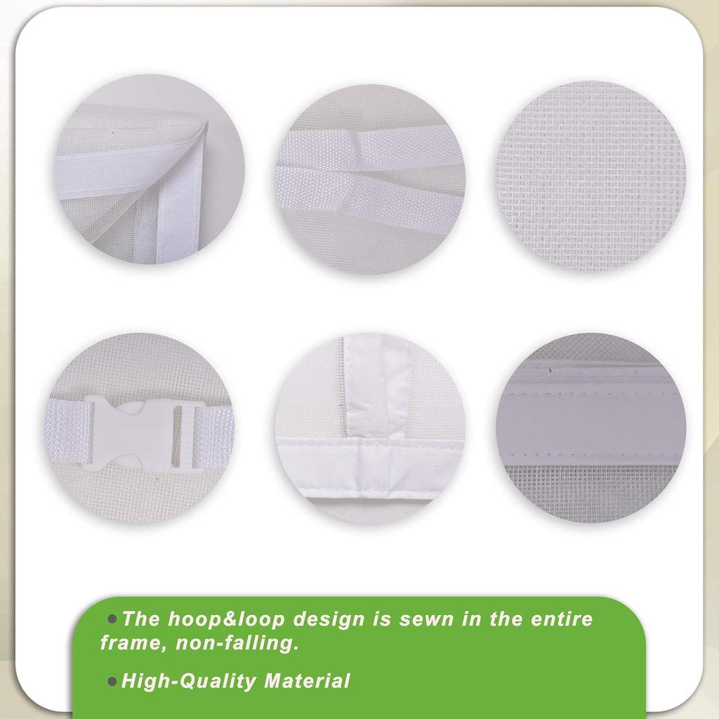 16x7Ft White Magnetic Closure Fiberglass Mesh Garage Screen Doors Pack of 2 P595651
