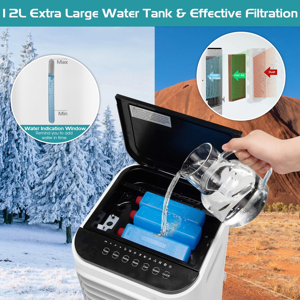 Portable Evaporative Air Cooler with Remote Control O110