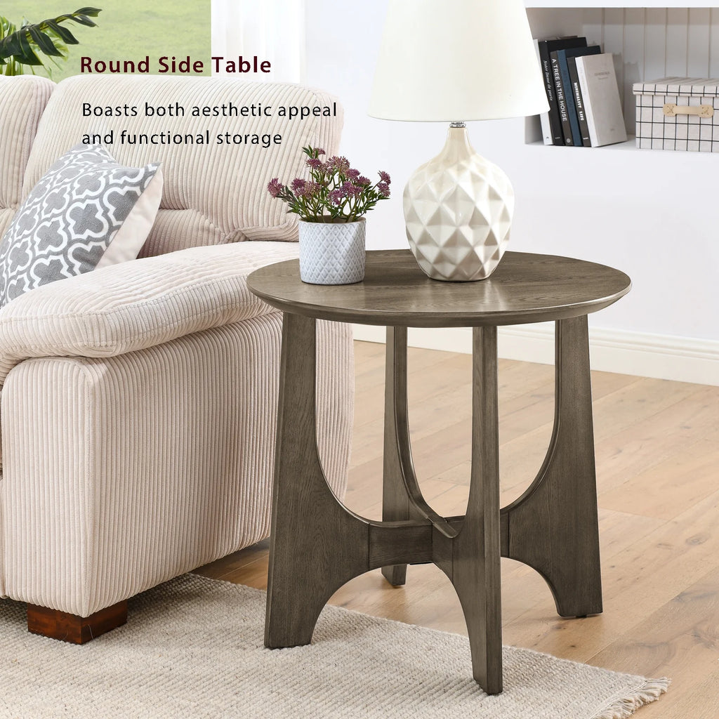 Round Wooden Side Table F5271
