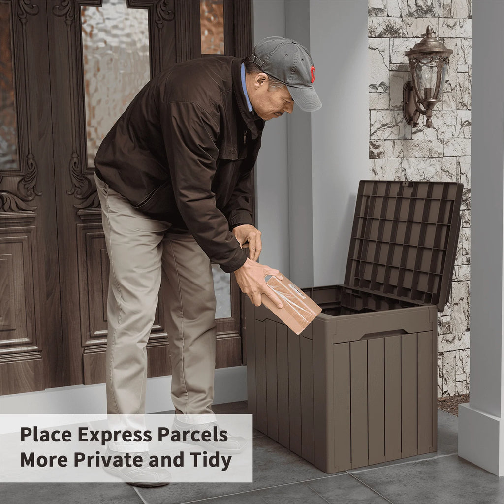 Black 32 Gallon Outdoor Resin Deck Box with Seat S9322
